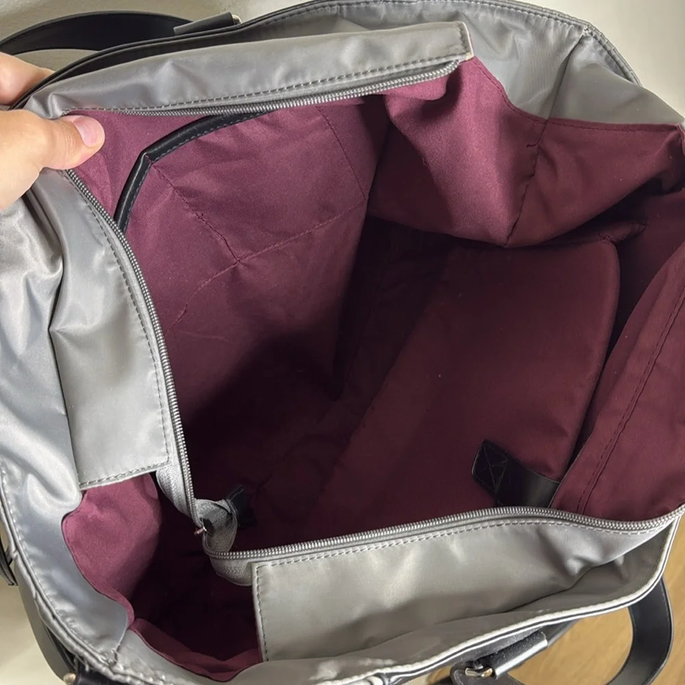 Adrienne Vittadini Gray and Black Laptop Work Tote Bag